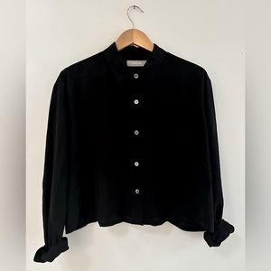 Everlane silk black button down way short cropped women’s size M